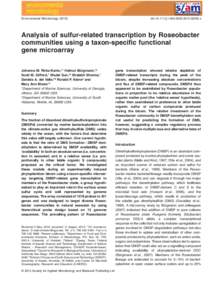 Molecular biology / Planktology / Thioethers / DNA / Dimethylsulfoniopropionate / DNA microarray / Roseobacter / Real-time polymerase chain reaction / Transcriptome / Biology / Chemistry / Gene expression