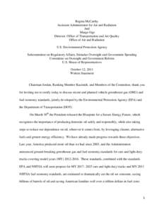 Regina McCarthy AA for Air & Radiation, Margo Oge, Director, Office of Air Quality testimony before the  House Oversight & Government Reform, Subcommittee on Regulatory Affairs, Stimulus Oversight and Government 