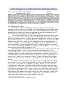 Southern Campaign American Revolution Pension Statements & Rosters Pension application of David Ooley R7808 Transcribed by Will Graves f14VA[removed]