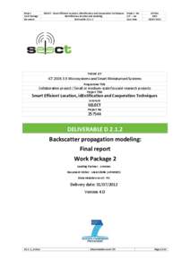 SELECT - Smart Efficient Location, idEntification and Cooperation Techniques Identification, location and modeling Deliverable D2.1.2 Project Work Package