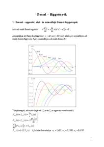 Bessel – függvények 1. Bessel – egyenlet, elsı- és másodfajú Bessel-függvények Az n-ed rendő Bessel-egyenlet: