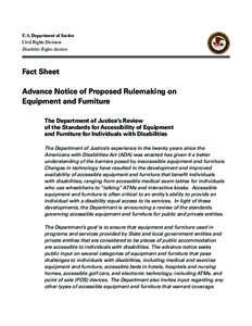 U.S. Department of Justice Civil Rights Division Disability Rights Section Fact Sheet Advance Notice of Proposed Rulemaking on