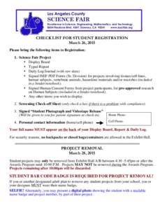 Los Angeles County  SCIENCE FAIR Excellence in Science, Engineering, Mathematics, and Technology 8504 Firestone Blvd. #247, Downey, CAwww.lascifair.org