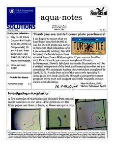 aqua-notes 150 Sawgrass Road Bunnell, FL7464  VOLUME 15, ISSUE 2