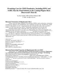 Promising Cure for URTI Pandemics, Including H5N1 and SARS: Has the Final Solution to the Coming Plagues Been Discovered? (Part II)