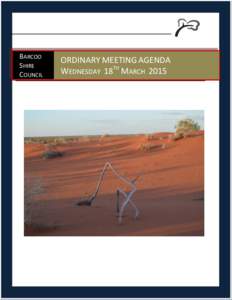 BARCOO SHIRE COUNCIL ORDINARY MEETING AGENDA WEDNESDAY 18TH MARCH 2015