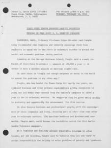 Robert A. Hatch[removed]Peace Corps Public Information Washington, D. C[removed]FOR RELEASE AFTER 4 p.m. EST TUESDAY, FEBRUARY 13, 1968