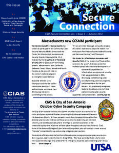 this issue P.1 Massachusetts joins CCSMM CIAS & City of San Antonio October Cyber Security