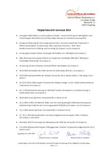 Verbund Offener Werkstätten e.V. c/o Günter Schütz ObstmarktAugsburg  Tätigkeitsbericht Vorstand 2014