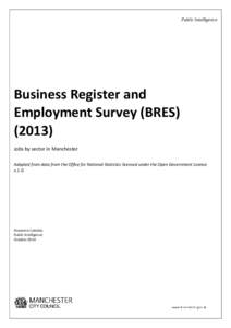 Public Intelligence  Business Register and Employment Survey (BRESJobs by sector in Manchester
