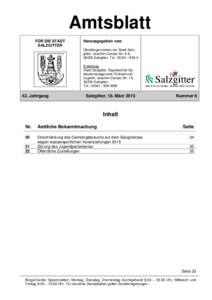 Amtsblatt FÜR DIE STADT SALZGITTER Herausgegeben vom Oberbürgermeister der Stadt Salzgitter, Joachim-Campe-Str. 6-8,