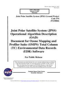 National Oceanic and Atmospheric Administration / NPOESS / Spacecraft / Ozone Mapping and Profiler Suite / European Drawer Rack / Algorithm / Internally displaced person / Spaceflight / Earth / Joint Polar Satellite System