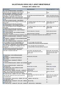 SALGÓTARJÁN VÁROS HELYI JÁRATI MENETRENDJE Érvényes: 2013. október 3-tól MUNKANAP