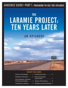 The Laramie Project / Tectonic Theater Project / Laramie /  Wyoming / Moisés Kaufman / Judy Shepard / Stephen Belber / Romaine Patterson / Andy Paris / Wyoming / Matthew Shepard / United States / American studies