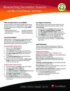 Researching Secondary Sources on the LexisNexis services ®