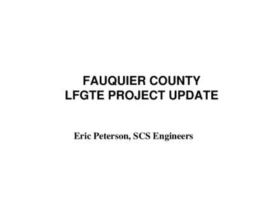 FAUQUIER COUNTY LFGTE PROJECT UPDATE