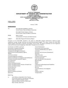 STATE OF TENNESSEE  DEPARTMENT OF FINANCE AND ADMINISTRATION DIVISION OF BUDGET 312 ROSA L. PARKS AVENUE SUITE 1600 WILLIAM R. SNODGRASS TENNESSEE TOWER