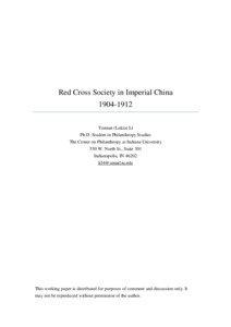 Red Cross Society in Imperial China[removed]Yannan (Lukia) Li
