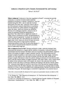 Antimycin. A Brief Review of It’s Chemistry, Environmental Fate, and Toxicology. ‡