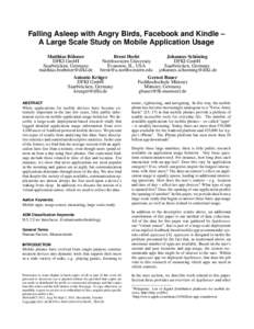 Falling Asleep with Angry Birds, Facebook and Kindle – A Large Scale Study on Mobile Application Usage