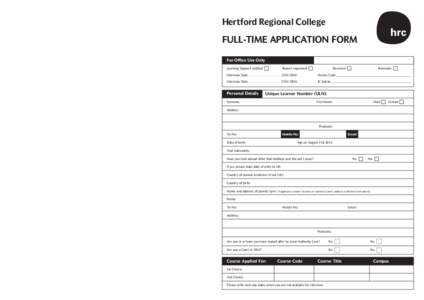 Full-time Application Form A3 Adaptation