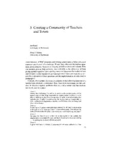 5 Creating a Community of Teachers and Tutors Joe Essid University of Richmond Dona J. Hickey