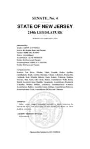 SENATE, No. 4  STATE OF NEW JERSEY 214th LEGISLATURE INTRODUCED FEBRUARY 8, 2010