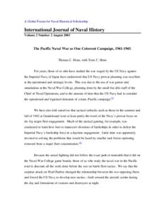 A Global Forum for Naval Historical Scholarship  International Journal of Naval History Volume 2 Number 2 August[removed]The Pacific Naval War as One Coherent Campaign, [removed].