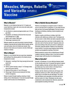 Measles, Mumps, Rubella and Varicella (MMRV) Vaccine What is Measles?  What is Rubella (German Measles)?