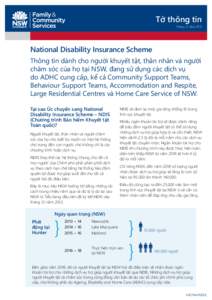 Tờ thông tin  Tháng 12 năm 2013 National Disability Insurance Scheme Thông tin dành cho người khuyết tật, thân nhân và người
