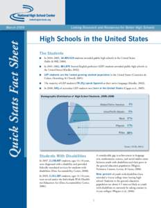betterhighschools.org  Quick Stats Fact Sheet March 2009