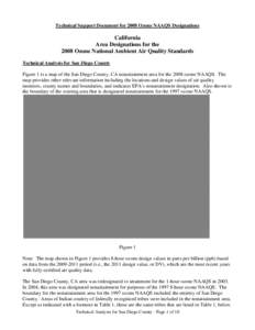 California Area Designations for the 2008 Ozone National Ambient Air Quality Standards - Technical Analysis for San Diego County