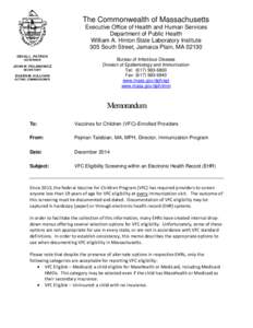 The Commonwealth of Massachusetts Executive Office of Health and Human Services Department of Public Health William A. Hinton State Laboratory Institute 305 South Street, Jamaica Plain, MA[removed]DEVAL L. PATRICK