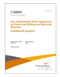 PNNLPrepared for the U.S. Department of Energy under Contract DE AC05 76RL01830 Use of Residential Smart Appliances for Peak-Load Shifting and Spinning