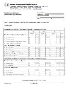 Texas Department of Insurance Property & Casualty Program - Actuarial Division, Mail Code 105-5F 333 Guadalupe  P. O. Box[removed], Austin, Texas[removed][removed]telephone  [removed]fax  www.tdi.texas.