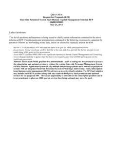 Statewide Personnel System Software as a Service Human Capital Management Solution Project No. 060B3490012 - Questions Answers #1