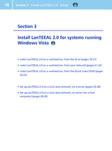 18  Section 3 Install LanTEEAL 2.0 (Vista) Section 3 Install LanTEEAL 2.0 for systems running