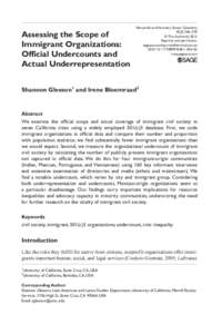 Assessing the Scope of Immigrant Organizations: Official Undercounts and Actual Underrepresentation  Nonprofit and Voluntary Sector Quarterly