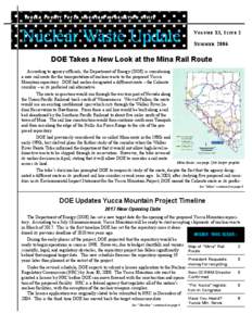 EUREKA COUNTY YUCCA MOUNTAIN INFORMATION OFFICE  Nuclear Waste Update V OLUME X I , ISSUE 2