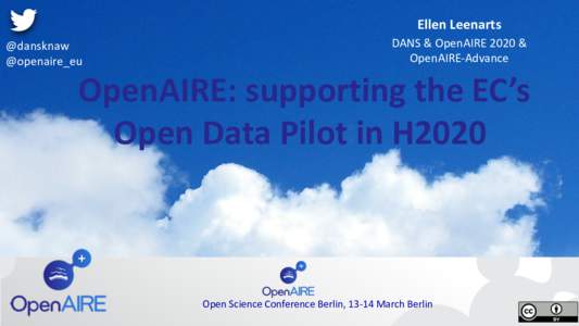 Ellen Leenarts @dansknaw @openaire_eu DANS & OpenAIRE 2020 & OpenAIRE-Advance