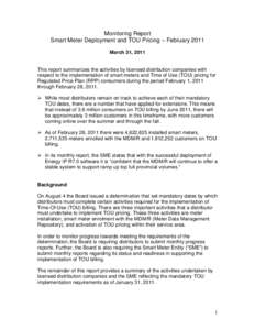 Economy of Ontario / Electric power distribution / Smart grid / Smart meter / Hydro One / Toronto Hydro / Thunder Bay Hydro / Hydro Ottawa / Meter Data Management / Energy / Ontario electricity policy / Electric power