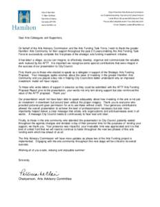 City of Hamilton - Arts Advisory Commission Thank You