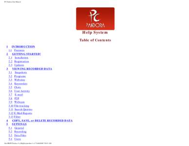 PC Pandora User Manual  Help System Table of Contents 1