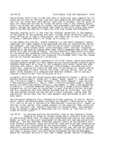 Jan 96 #1  Scuttlebutt from the Spermaceti Press The birthday festivities in New York were a relatively easy commute for all those who arrived on Thursday (the day that people who had been marooned in