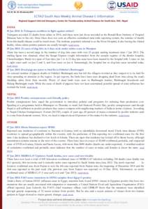 www.saarc-rsu-hped.org  Vol. 04, No. 02, 08 January 2015 ECTAD South Asia Weekly Animal Disease E-Information Regional Support Unit and Emergency Centre for Transboundary Animal Diseases for South Asia, FAO, Nepal