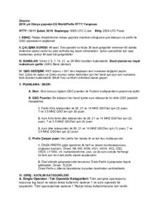 Duyuru: 2018 yılı Dünya çapında CQ WorldPrefix RTTY Yarışması RTTY: 10-11 Şubat, 2018 Başlangıç: 0000 UTC C.tesi Bitiş: 2359 UTC Pazar