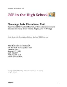 Onondaga Lake / Syracuse /  New York / State University of New York College of Environmental Science and Forestry / Onondaga people / Onondaga County /  New York / Geography of New York / New York / Syracuse metropolitan area