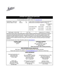 JOSTENS FACT SHEET FOR SUPPLIERS April 2015 For more information about Jostens, please see www.jostens.com Credit Rating: Visant Corp. (formerly Jostens IH Corp)