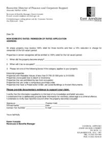 Executive Director of Finance and Corporate Support Alexander McPhee ACMA Revenues & Benefits Manager: Karen Ironside E-mail:  If telephoning or calling please ask for: Customer Services O