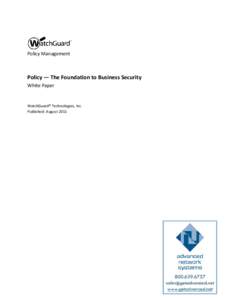 Policy - The Foundation to Business Security